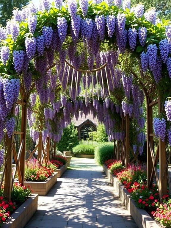 arched garden pathway trellis