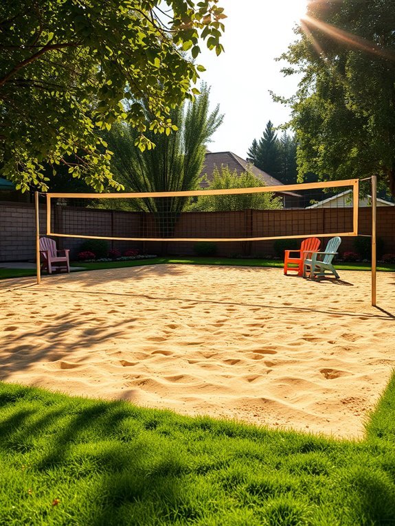 backyard volleyball playing area