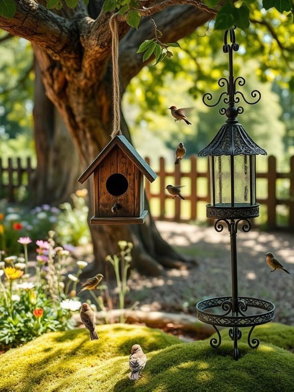 birdhouses and bird feeders