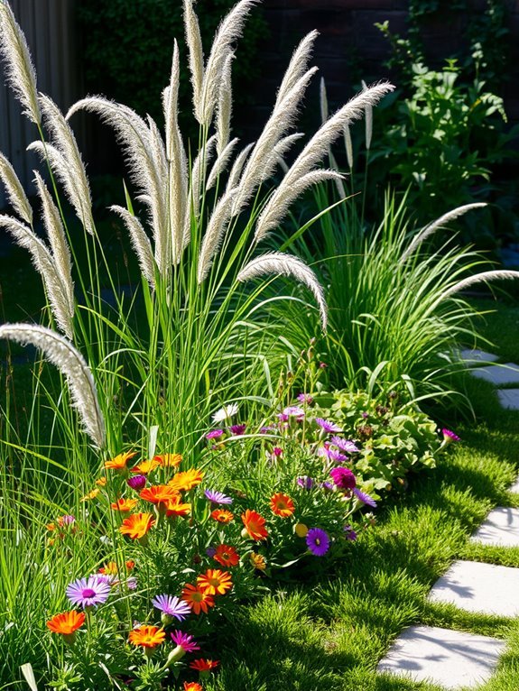 blend grasses with flowers