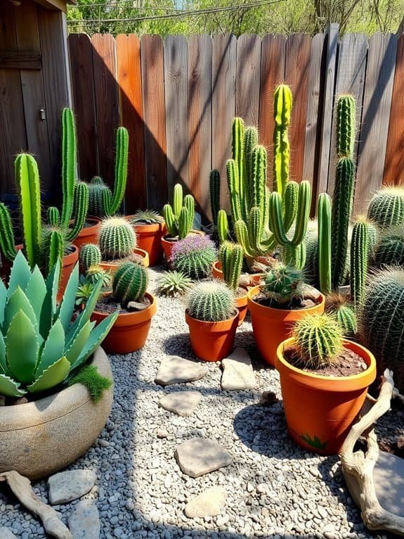 cacti in rustic planters