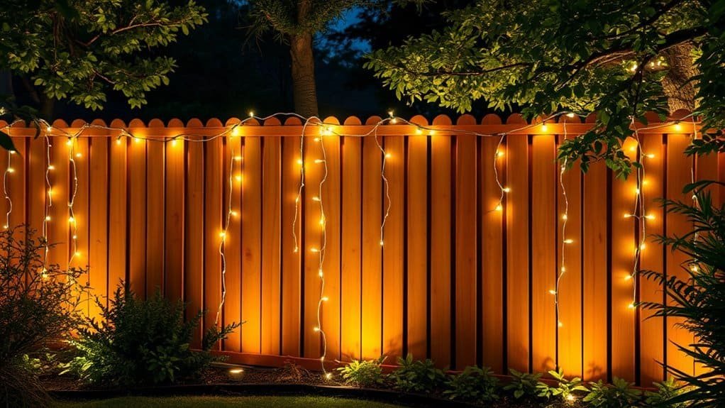 charming backyard fence illumination