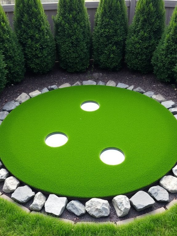 circular golf practice area