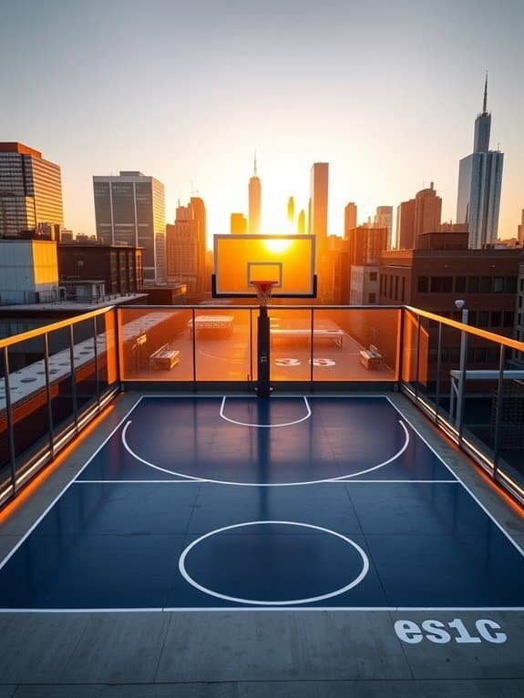 city basketball on rooftops