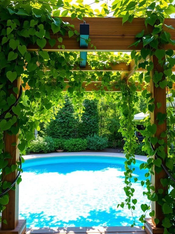 climbing plants adorn pergola