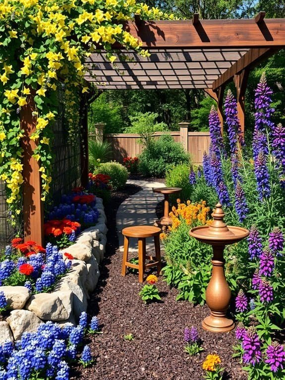 colorful blooming garden displays