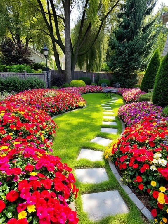 colorful blooming garden displays