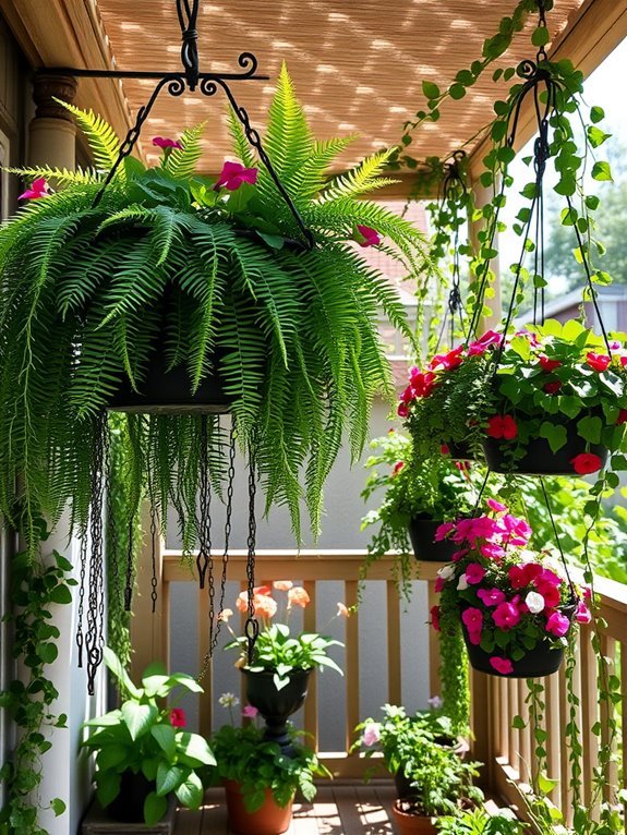 colorful floral arrangements suspended