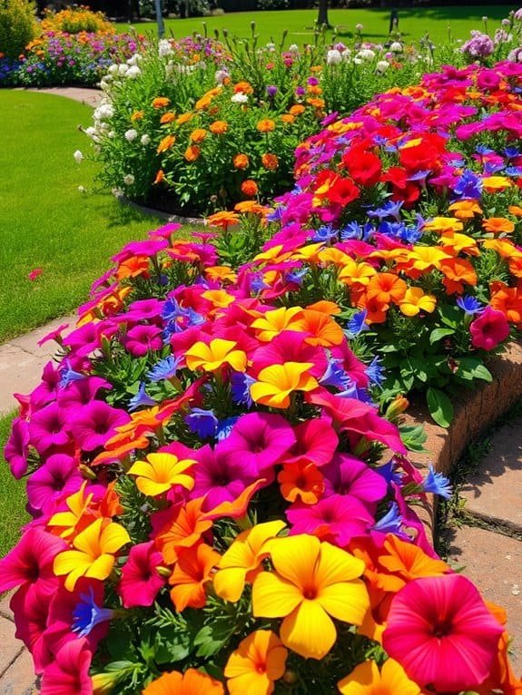 colorful garden displays blooming