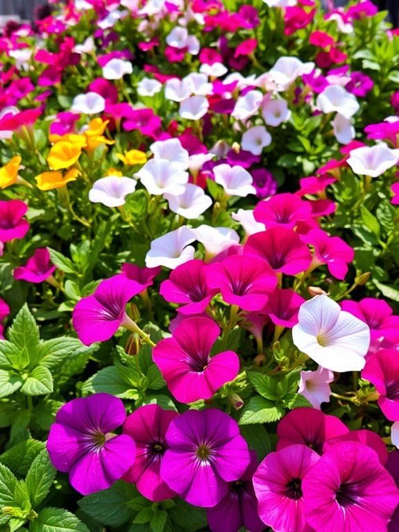 colorful petunias in bloom