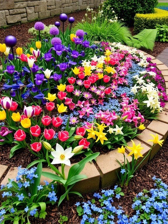 colorful spring flower beds