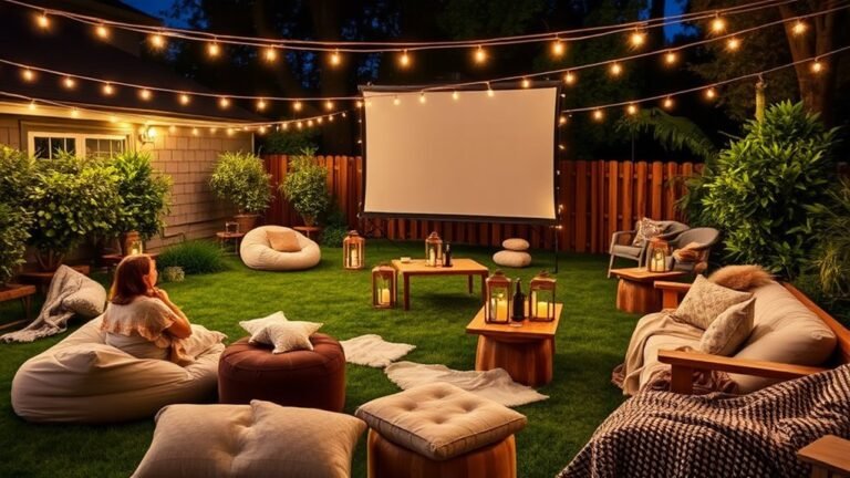 cozy outdoor movie seating