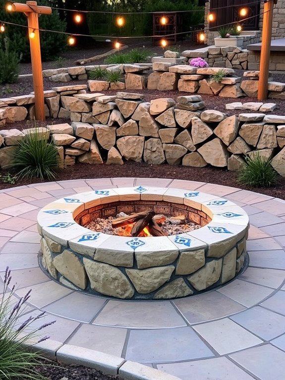 custom tiled fire pit