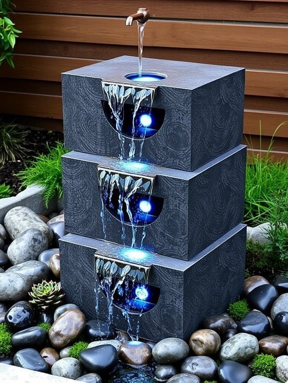 decorative water fountain installation