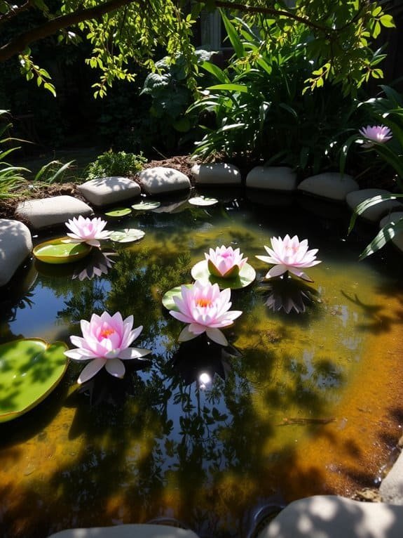 delicate blooms on water