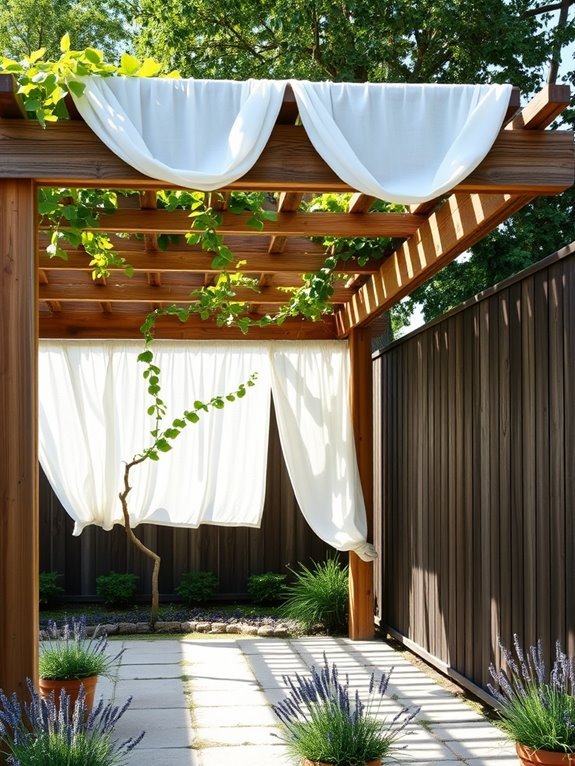 draped pergola for shade
