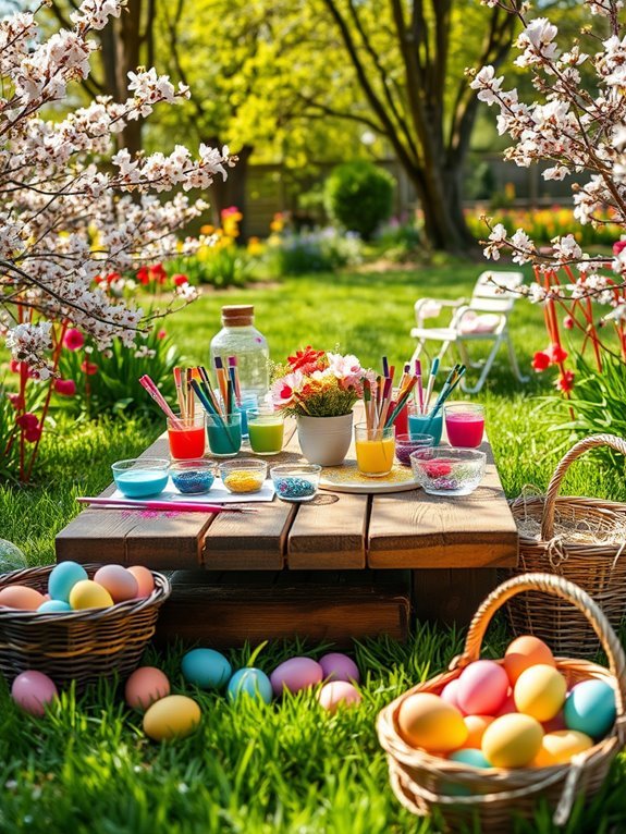 egg decorating activity setup