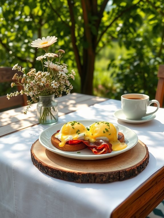 eggs hollandaise poached english muffin