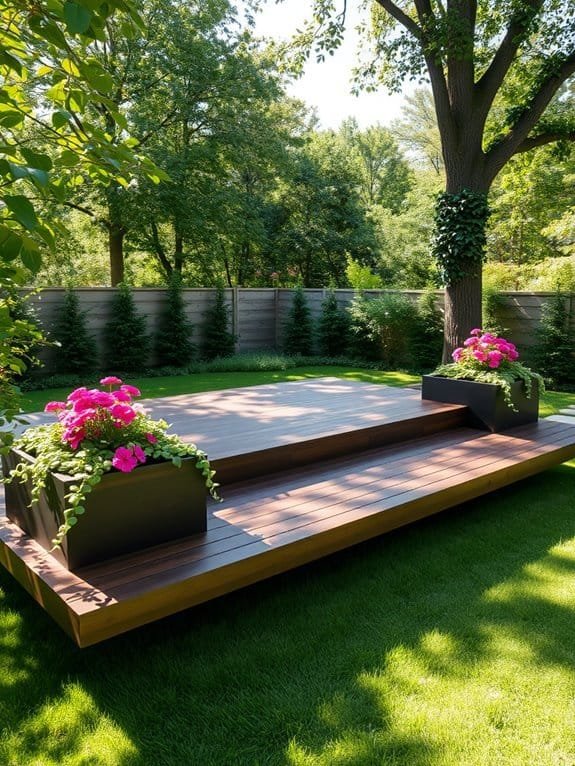 elevated garden with planters