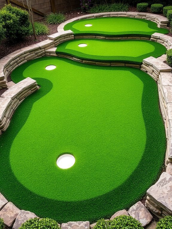 elevated multi level golf green