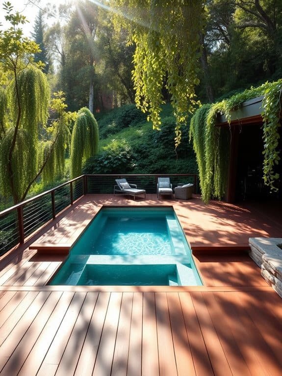 elevated poolside relaxation area