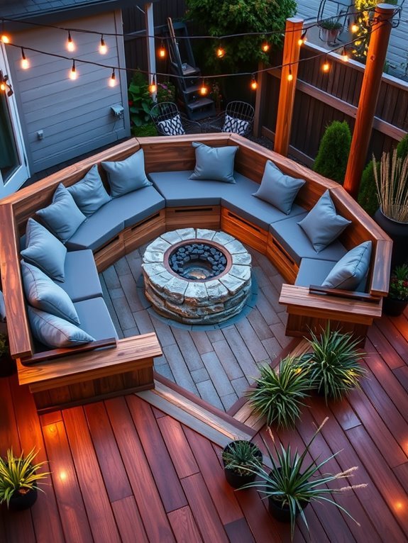 fire pit integrated deck