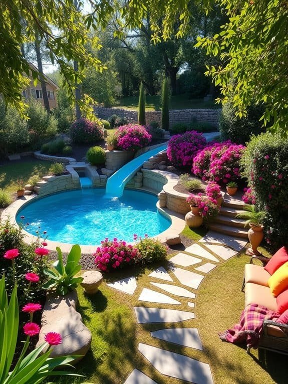 fun pool with slide