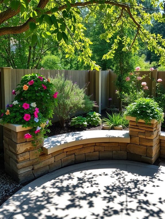 garden seating with planters