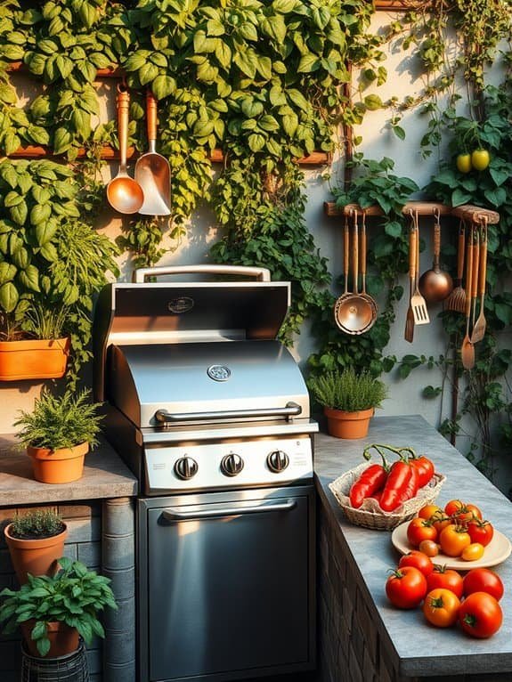 gardening while grilling vertically