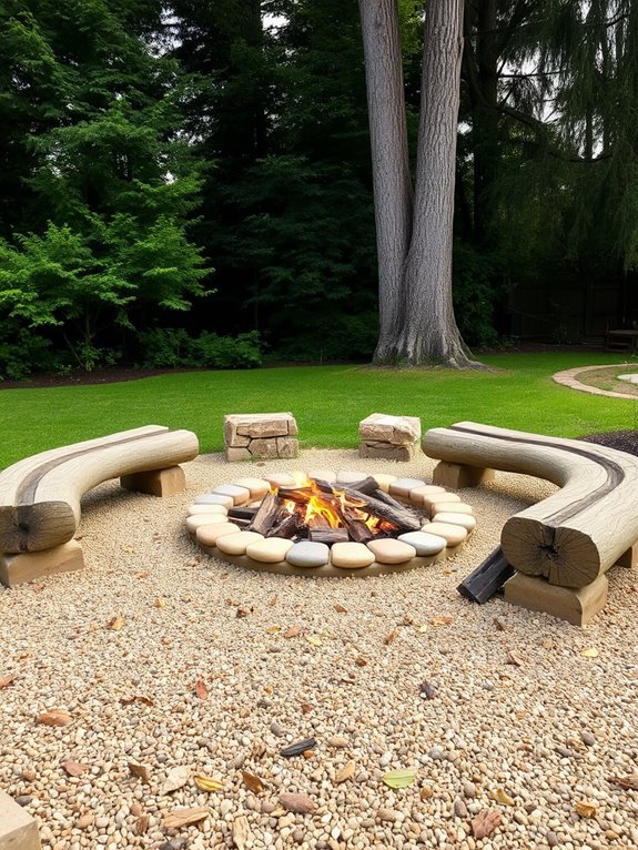 gravel fire pit logs