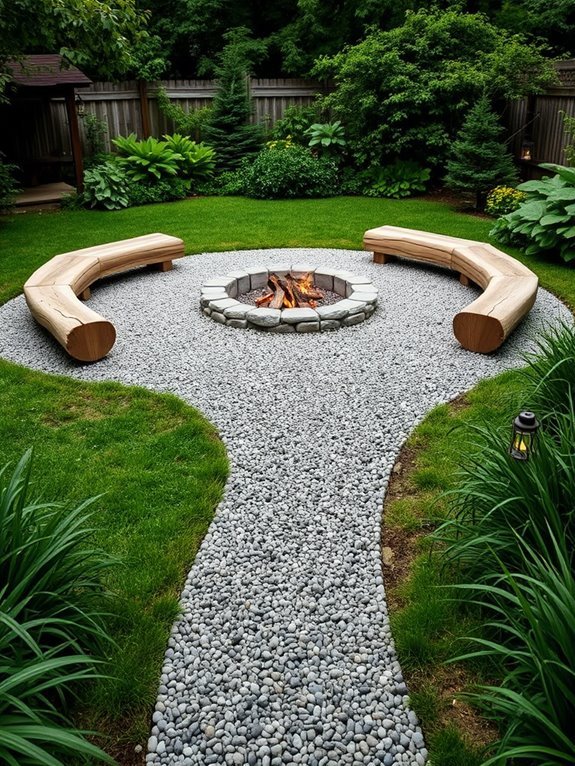 gravel pathway to fire pit