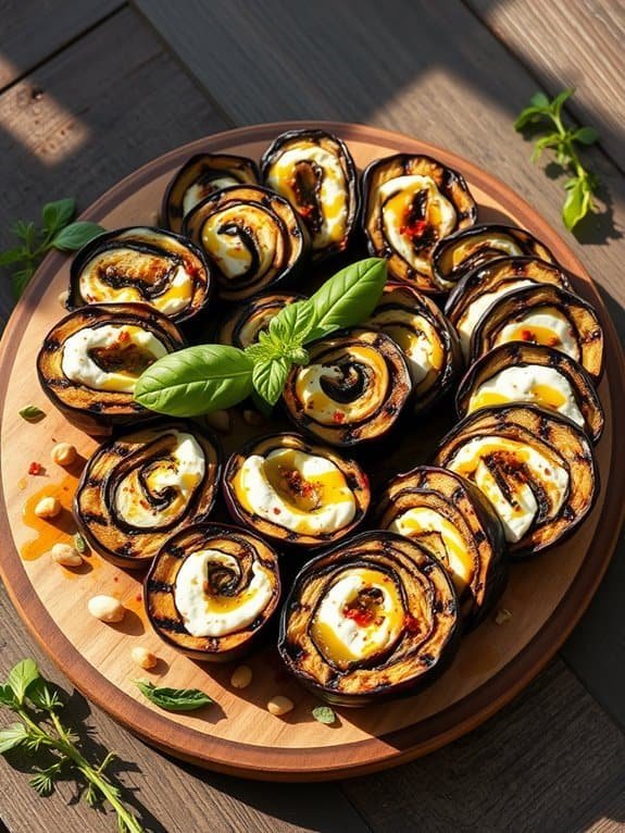 grilled eggplant filled rolls