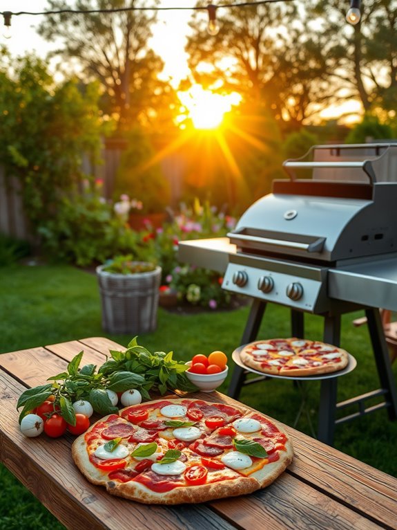 grilling delicious homemade pizza