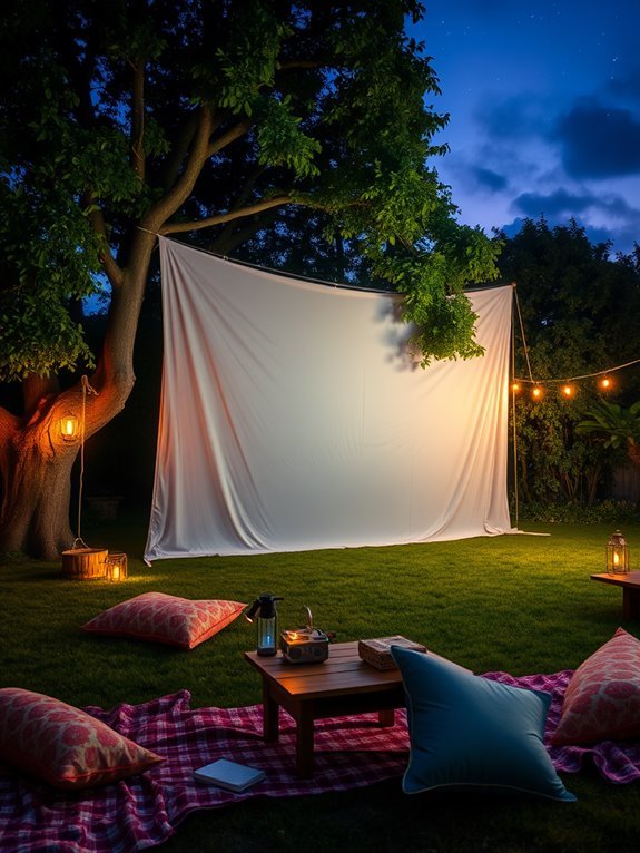 homemade outdoor movie setup