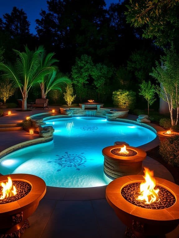 illuminated outdoor fire pits