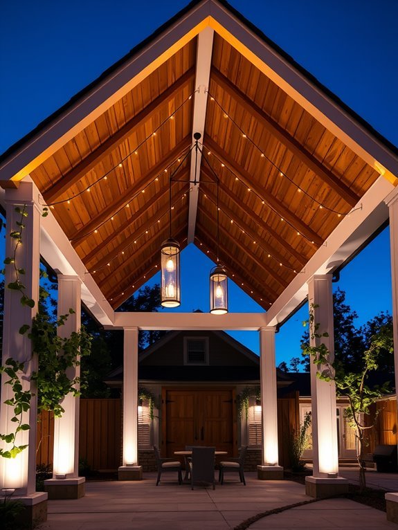 illuminated outdoor gathering space