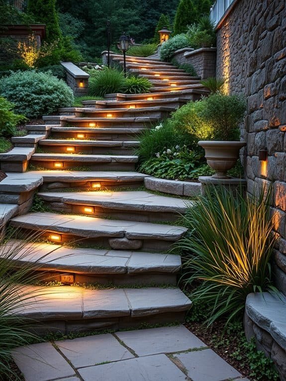 illuminated outdoor staircases design