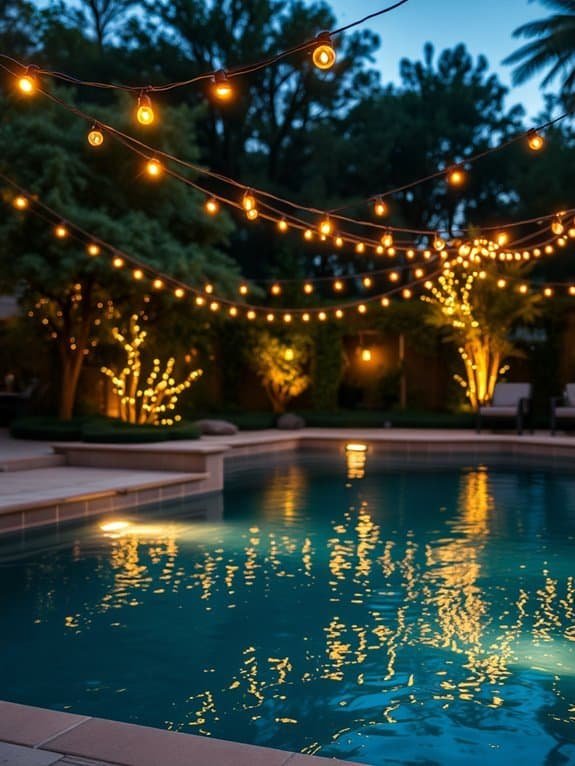 illuminated poolside ambiance