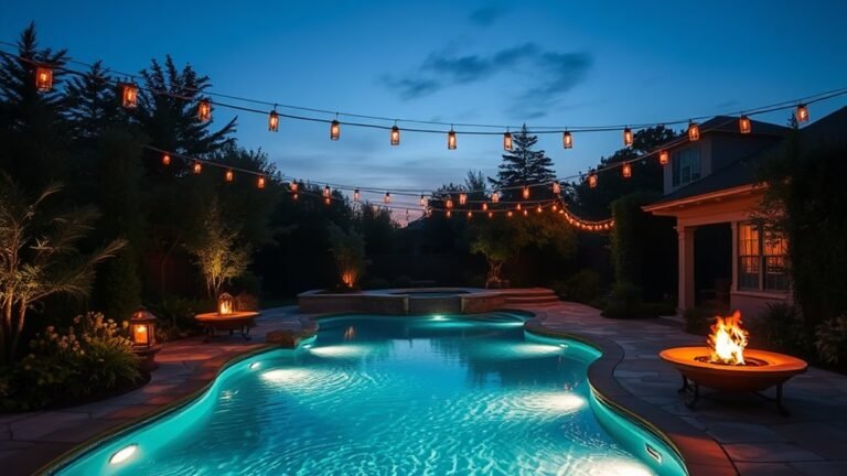 illuminated poolside backyard designs