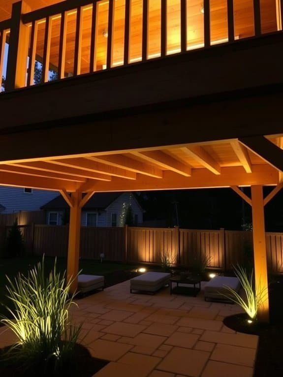 illuminated space beneath deck