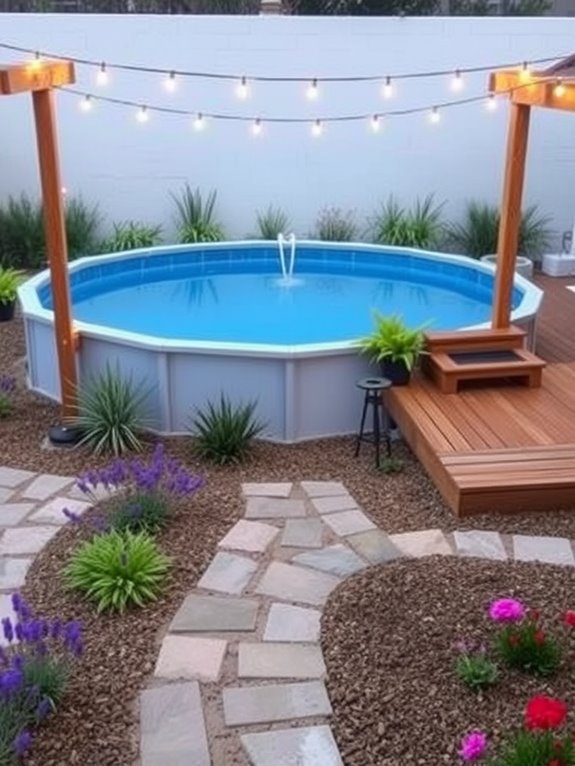 landscaped pool area improvements