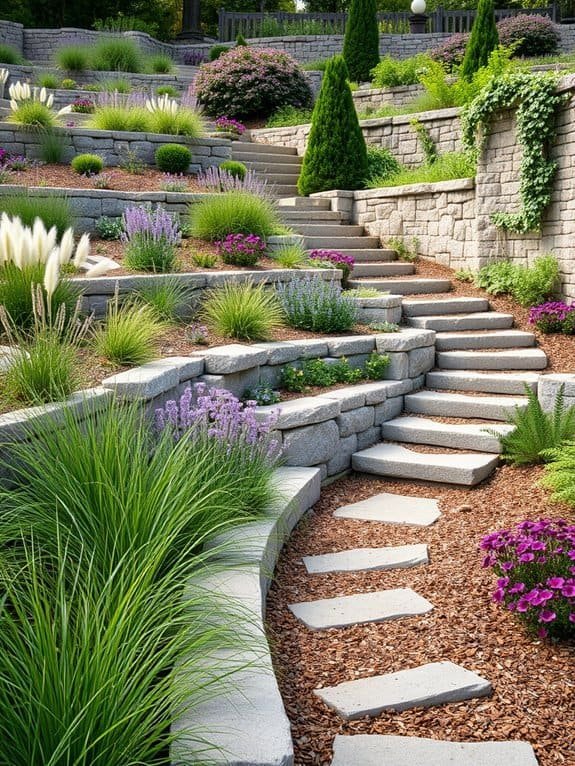 layered outdoor planting areas