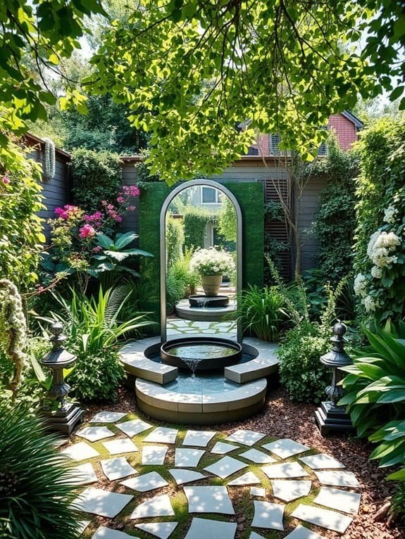 mirrors enhancing garden reflections