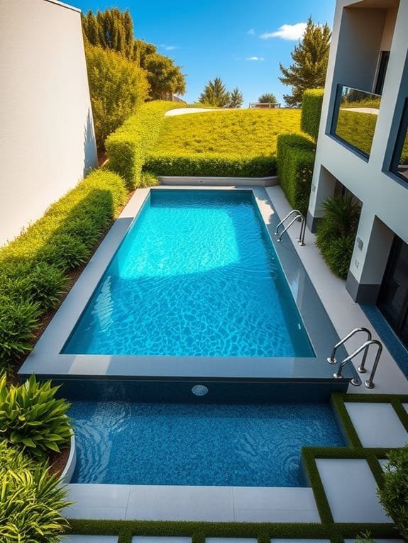 modern glass walled swimming pool