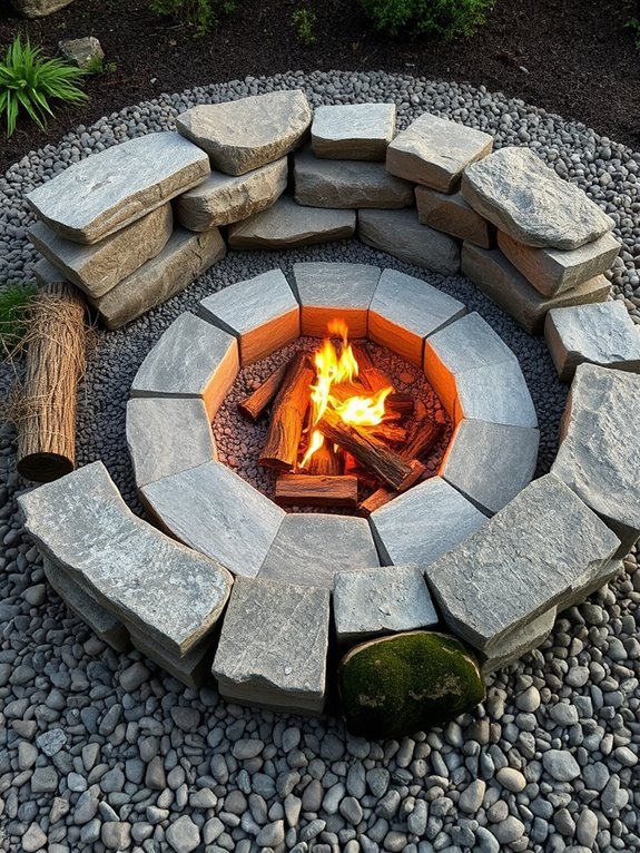 natural stone campfire circle