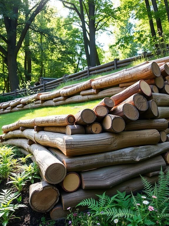 natural timber landscaping feature