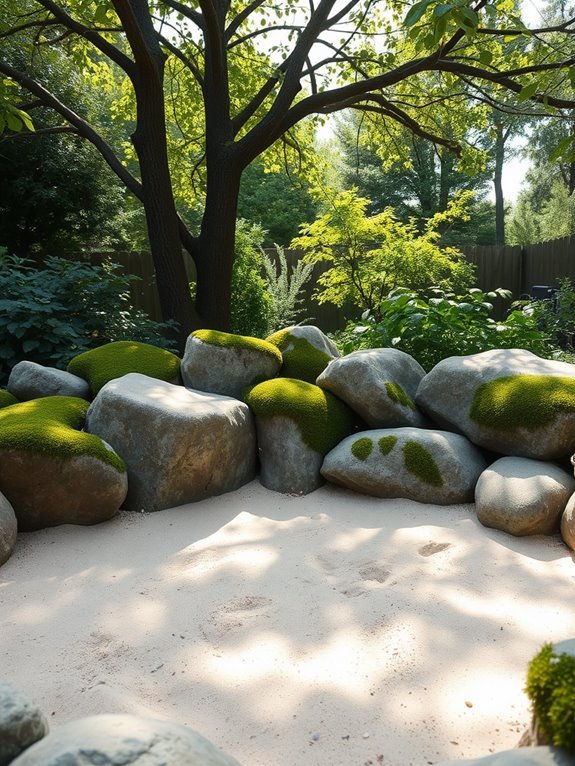 nature themed rock garden sandbox