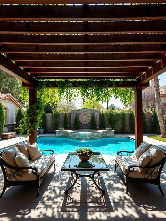 outdoor furniture under pergola
