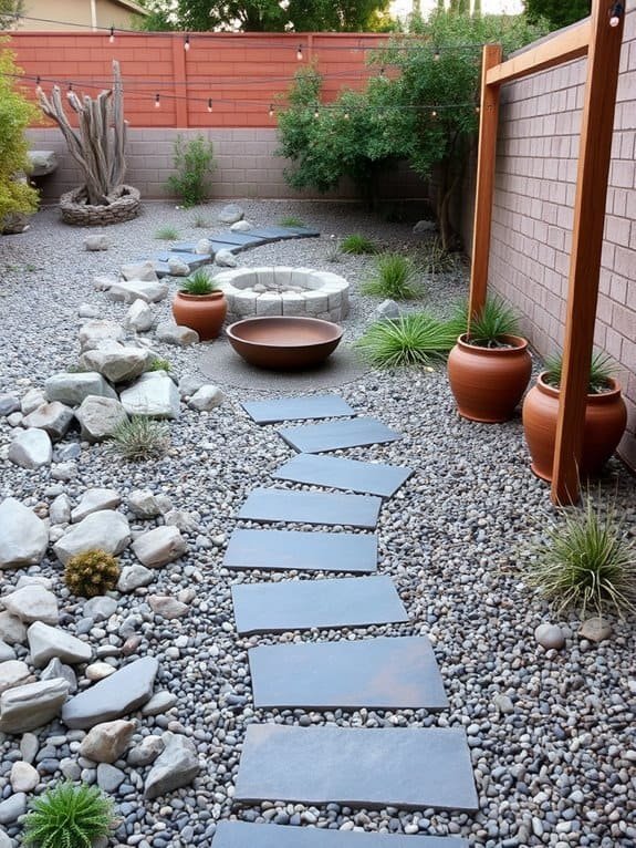 outdoor gravel seating area