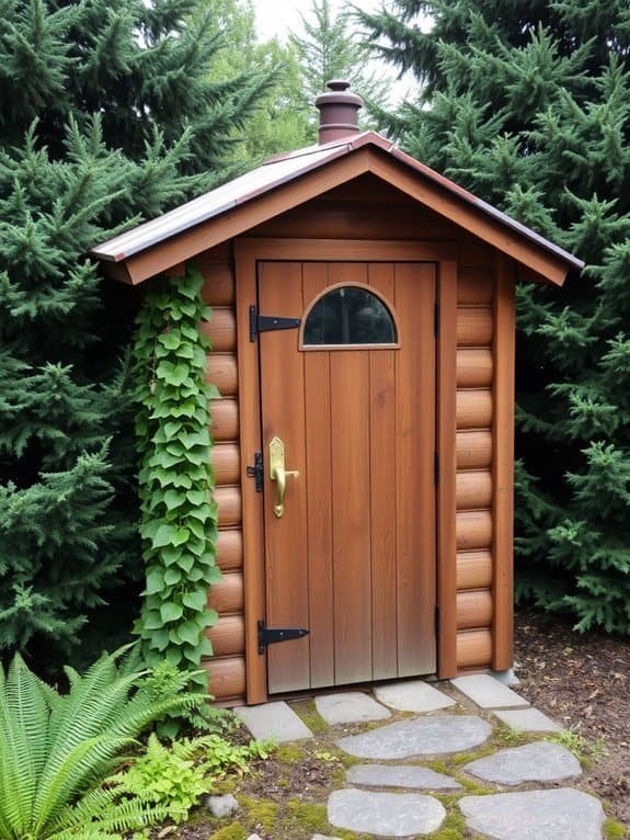 outdoor rustic toilet shed